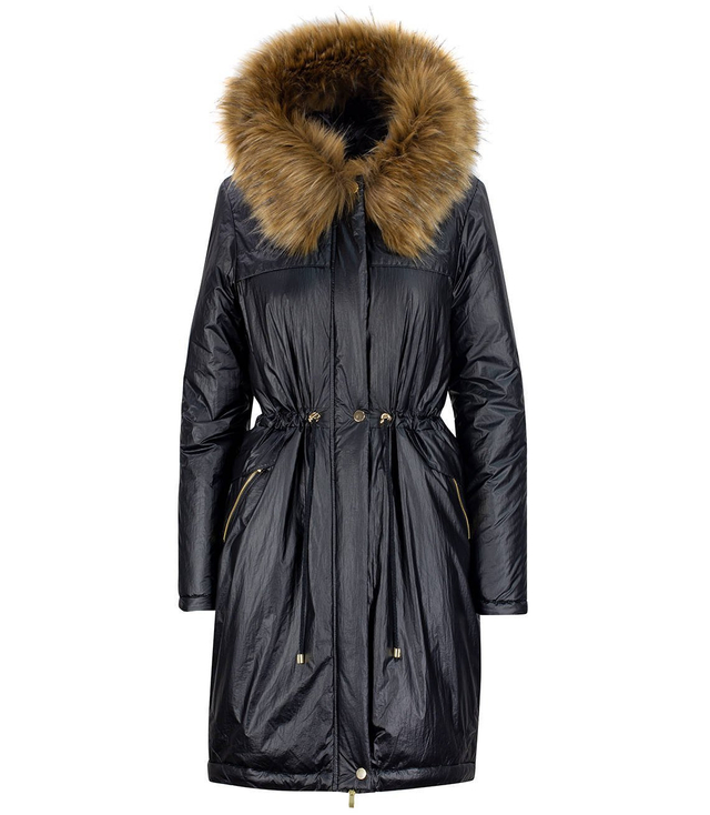 Warm metallic winter parka coat