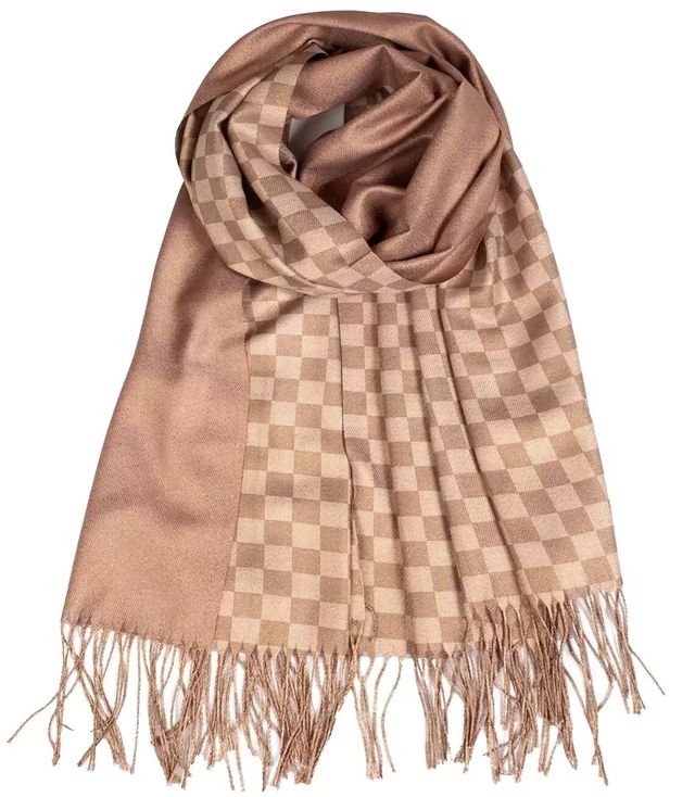 Shiny shawl scarf gold thread checkerboard