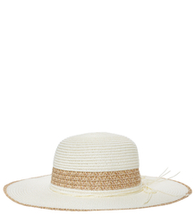 Women's gold thread straw hat with large brim