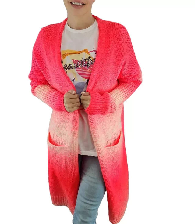 Long cardigan thick colorful ombre sweater
