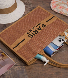 Torba shopper PARIS MILANO pleciona na lato plażowa duża eco bag
