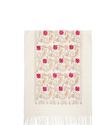 Women's folklore scarf with flower motif and tassels