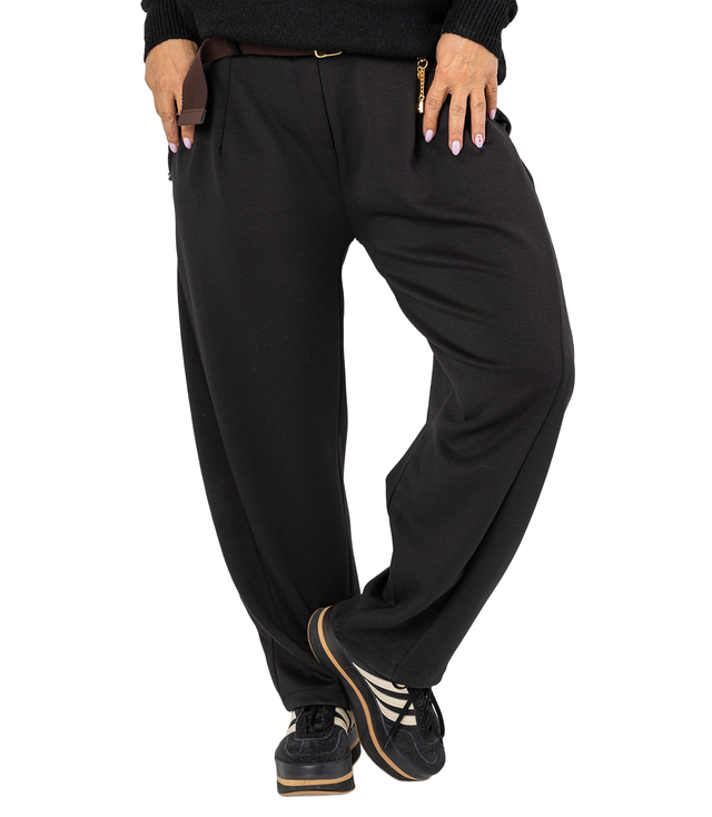 Women's banana fit fabric pants with belt LILIANA