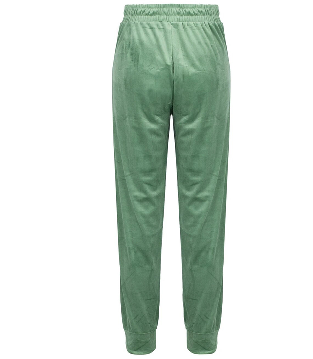 Velour sweatpants tied with decorative V WIKI