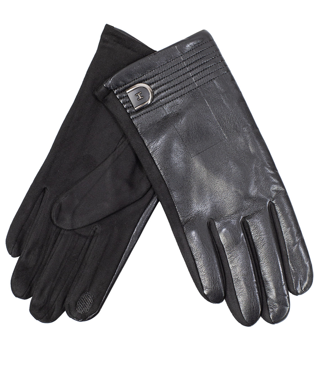 Elegant men's insulated gloves five-finger touch eco leather