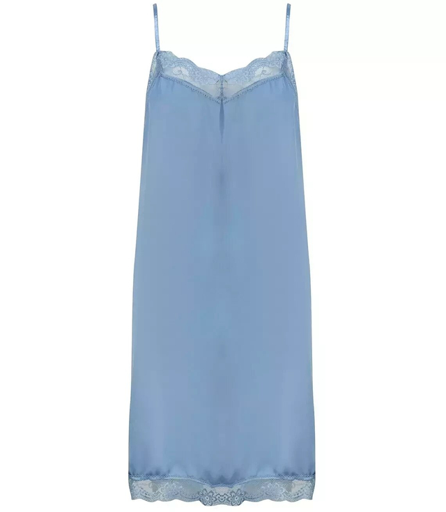 Satynowa sukienka z koronką na ramiączkach