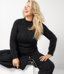 Fluffy short sweater with round neck MILA