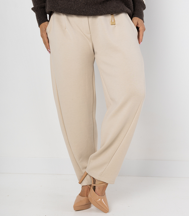 Women's banana fit fabric pants with belt LILIANA
