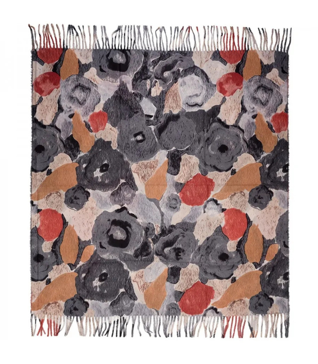 Multicolored elegant women's floral scarf with tassels