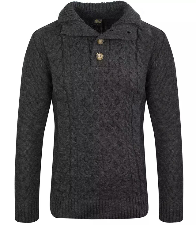 Męski gruby sweter wełniany golf warkocze