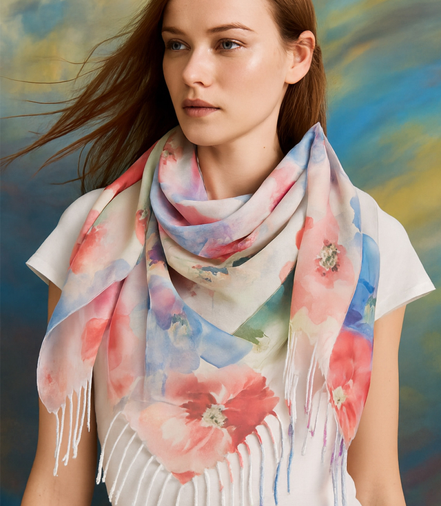 Women's floral pattern scarf 180x70