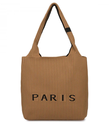 PARIS shopper bag elegant striped shoulder bag with zipper