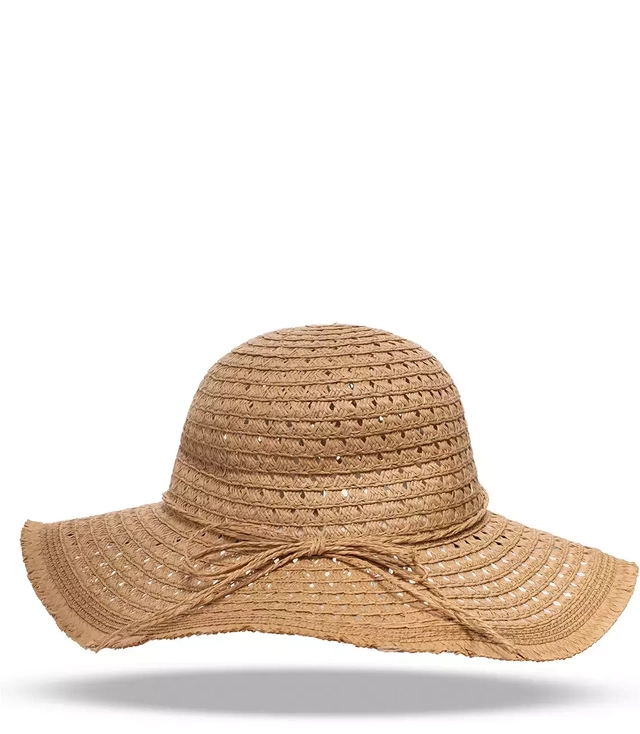 Fashionable openwork straw hat for women made of raffia