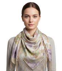 Floral women's scarf shawl with tassels