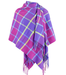 Warm scarf shawl with colorful checkered pattern 