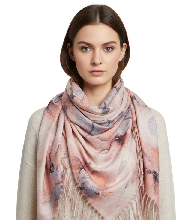 Delicate elegant women's shawl shawl with tassels