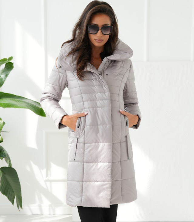 Long elegant quilted insulated coat for women AMELIA