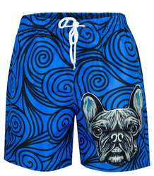 Men's short swim shorts in doggies print