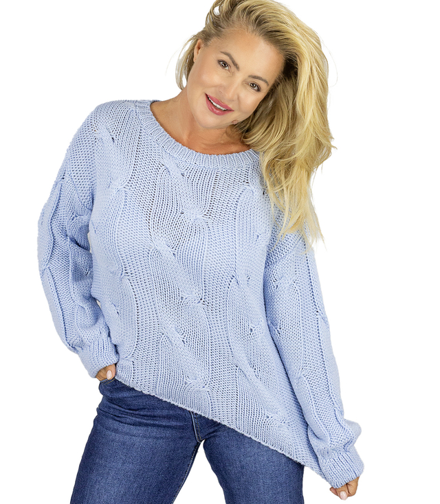 Fluffy Women's Braided Sweater Buffed Sleeves AMELIA