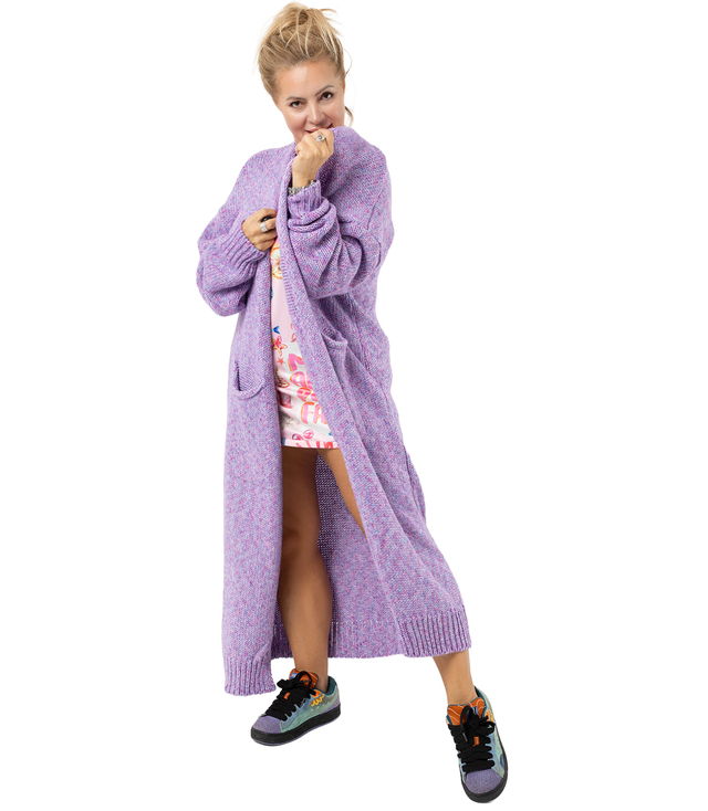 Long warm melange cardigan AURORA