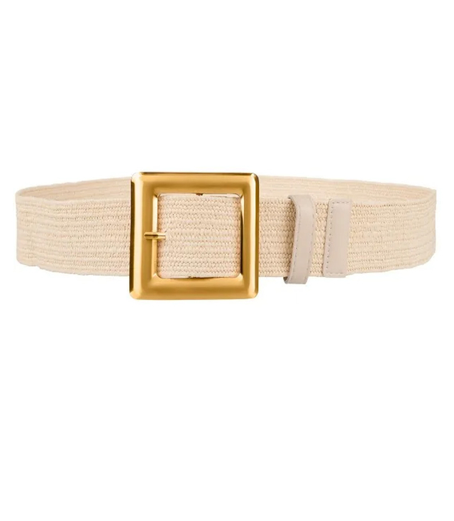 Braided women's belt with large buckle