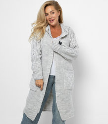 Cardigan Long Chunky Braid Wool Sweater