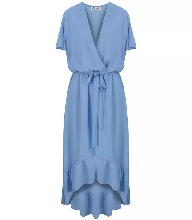 Envelope MAXI dress with Spanish frill