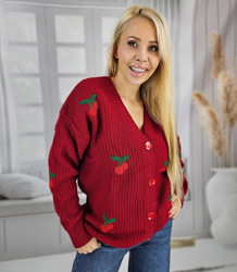 Warm and cozy women's sweater with cherries in autumn LARAMIE