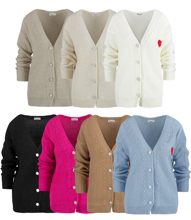 Warm and cozy women's sweater with decorative buttons and heart LOVE