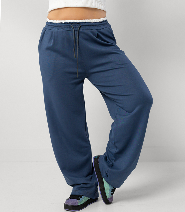 Comfortable sweatpants made of soft material with white insert at the waist LUNA