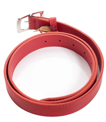 Smooth women's eco leather belt with silver buckle 3 cm