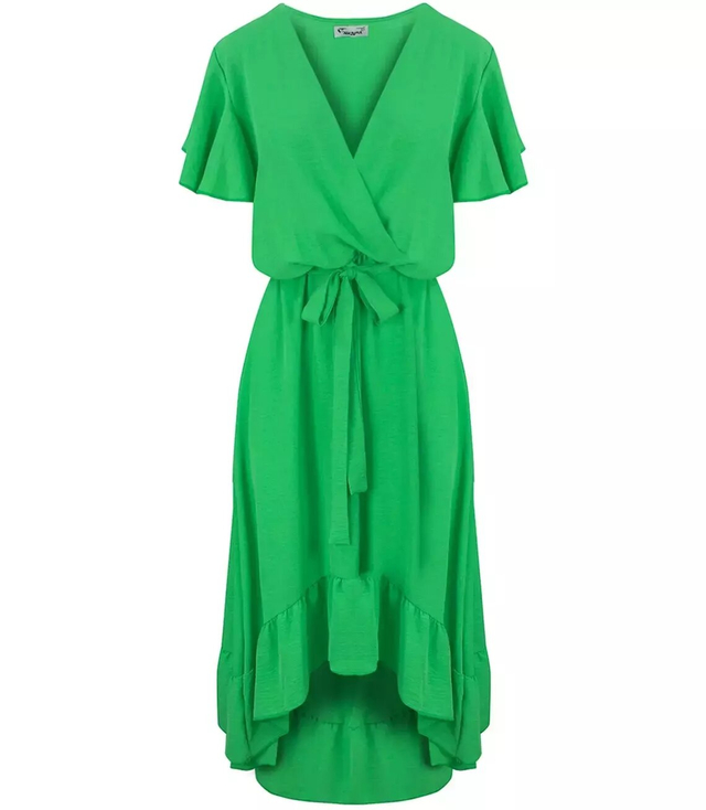 Envelope MAXI dress with Spanish frill