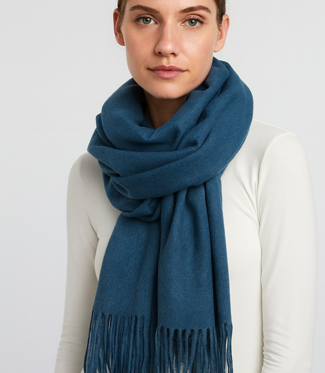 Scarf Thick scarf tassels single color warm soft 200x70 cm