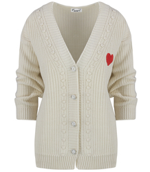 Warm and cozy women's sweater with decorative buttons and heart LOVE