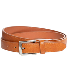 Smooth women's eco leather belt with silver buckle 2.3 cm