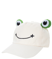 Children's baseball cap decorated with embroidery and frog eyes