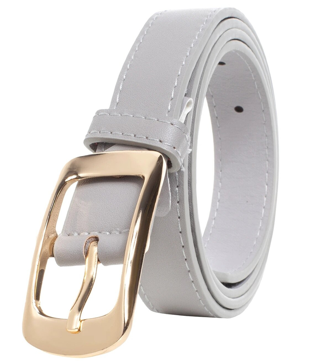 Smooth women's eco leather belt with gold buckle 2 cm
