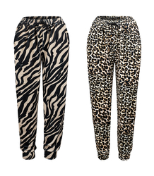 Women's velour pants animal print panther spots HELENA