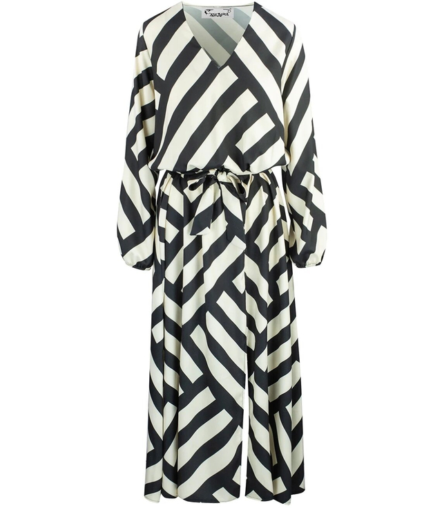 Elegant maxi dress with a geometric pattern. Unusual MARIBEL