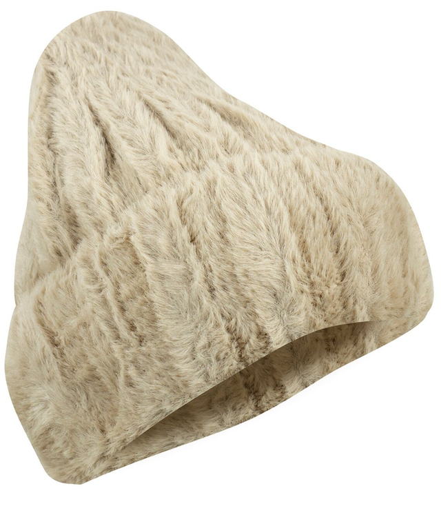 Women's knitted beanie fur striped hat 