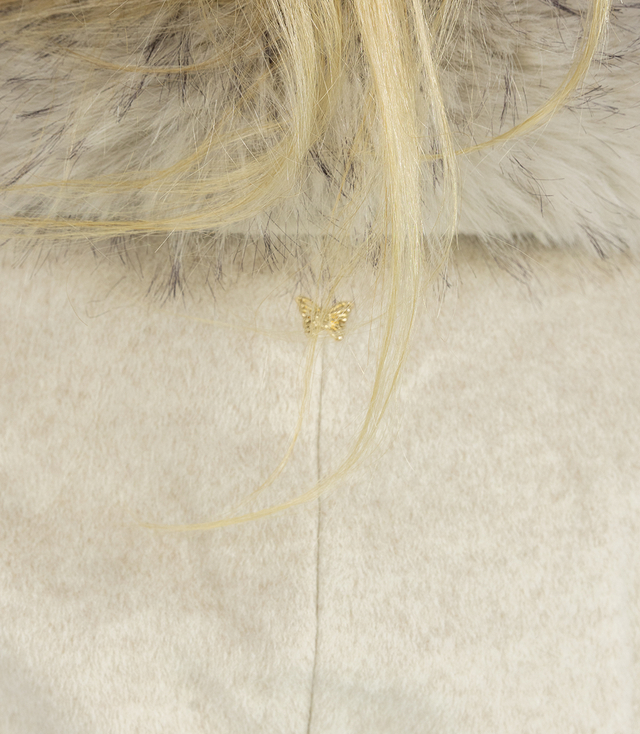 Elegant women's coat with decorative fur CRYSTAL