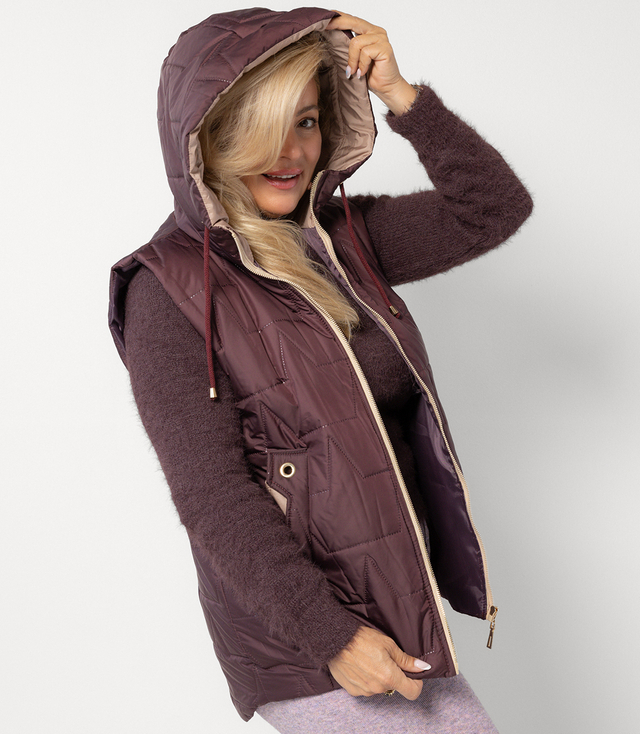 Women's quilted sleeveless hooded jacket MARINA