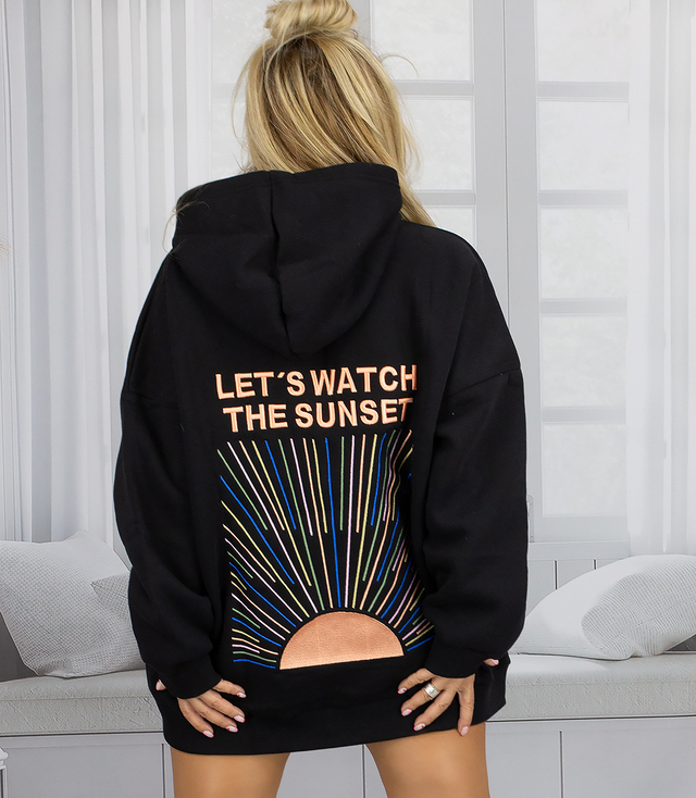 Długa bluza oversize UNISEX haftowany nadruk z kapturem