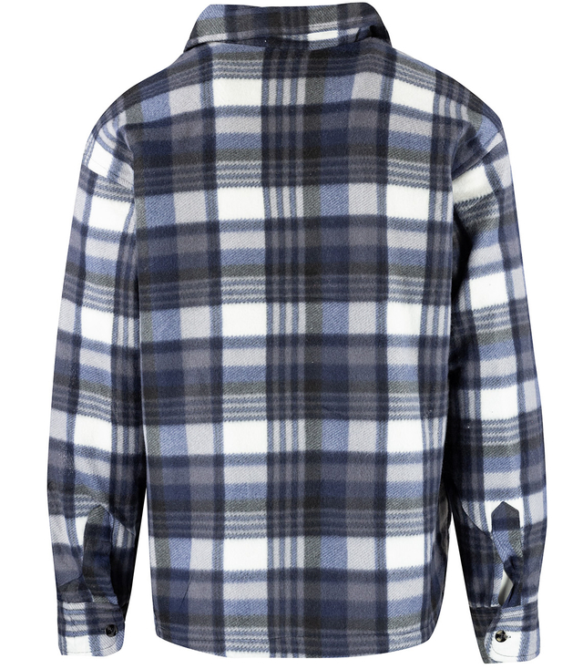 Warm fleece checked men's shirt insulated with faux fur