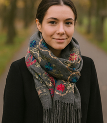 Women's scarf with floral ornament stylish