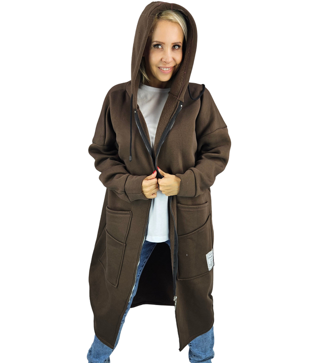 Long women's hoodie. Warm, nice material. Zipper BETH