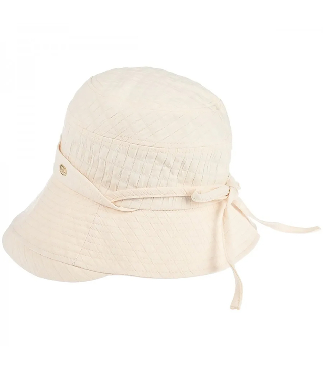 Kapelusz damski letni typu cloche z wiązaniem