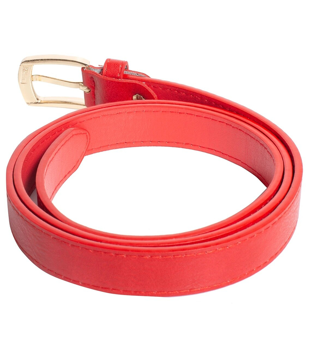 Smooth women's eco leather belt with gold buckle 2.3 cm