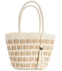 A small basket, a summer bag, a stiff woven handbag