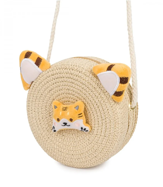 Children's Round Handbag with Cat Ears for Girls